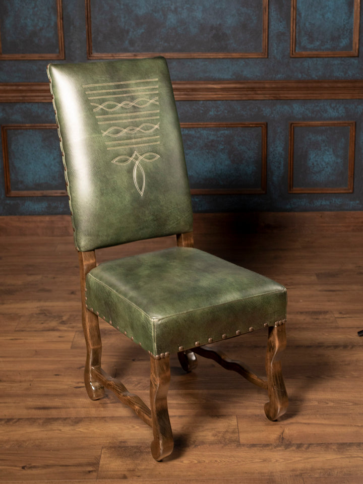 Verde Vaquero Boot Stitch Leather Dining Chair