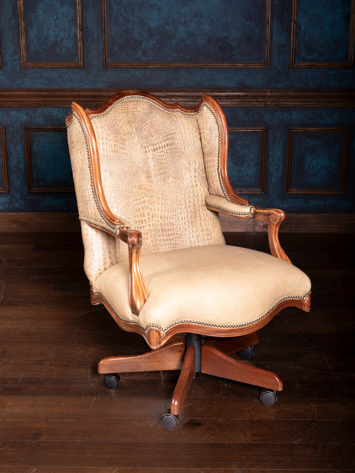 Vintage Crocodile Leather Desk Chair