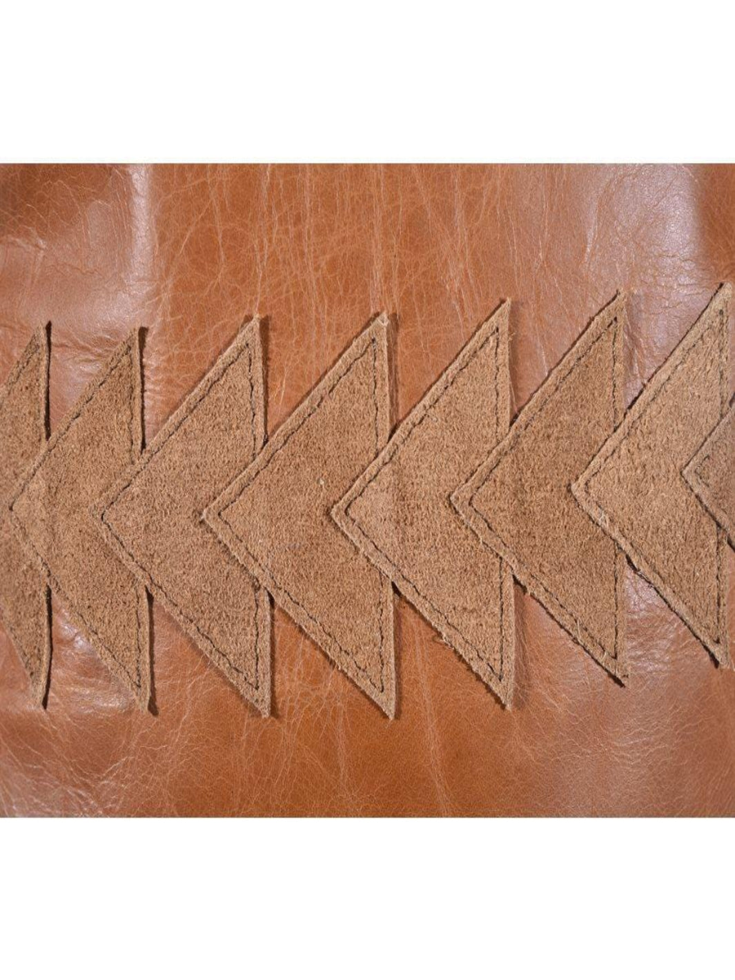 Brown leather strap with embossed chevron pattern on a white background
