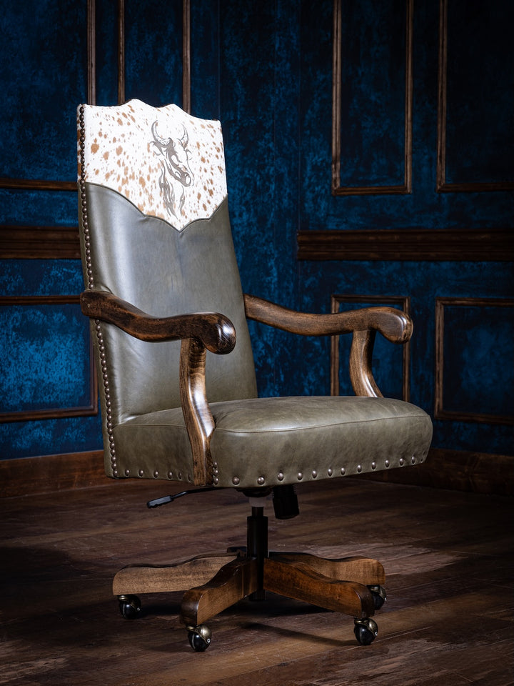 Branded Bull Leather Desk Chair
