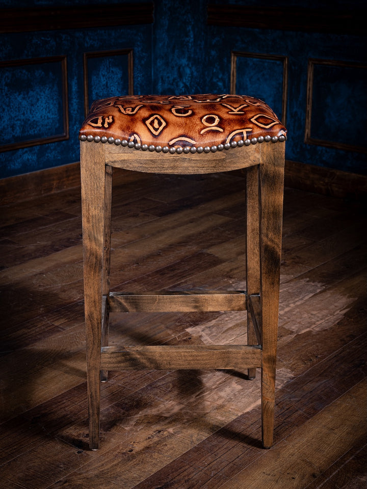 Trail Boss Branded Leather Saddle Stool