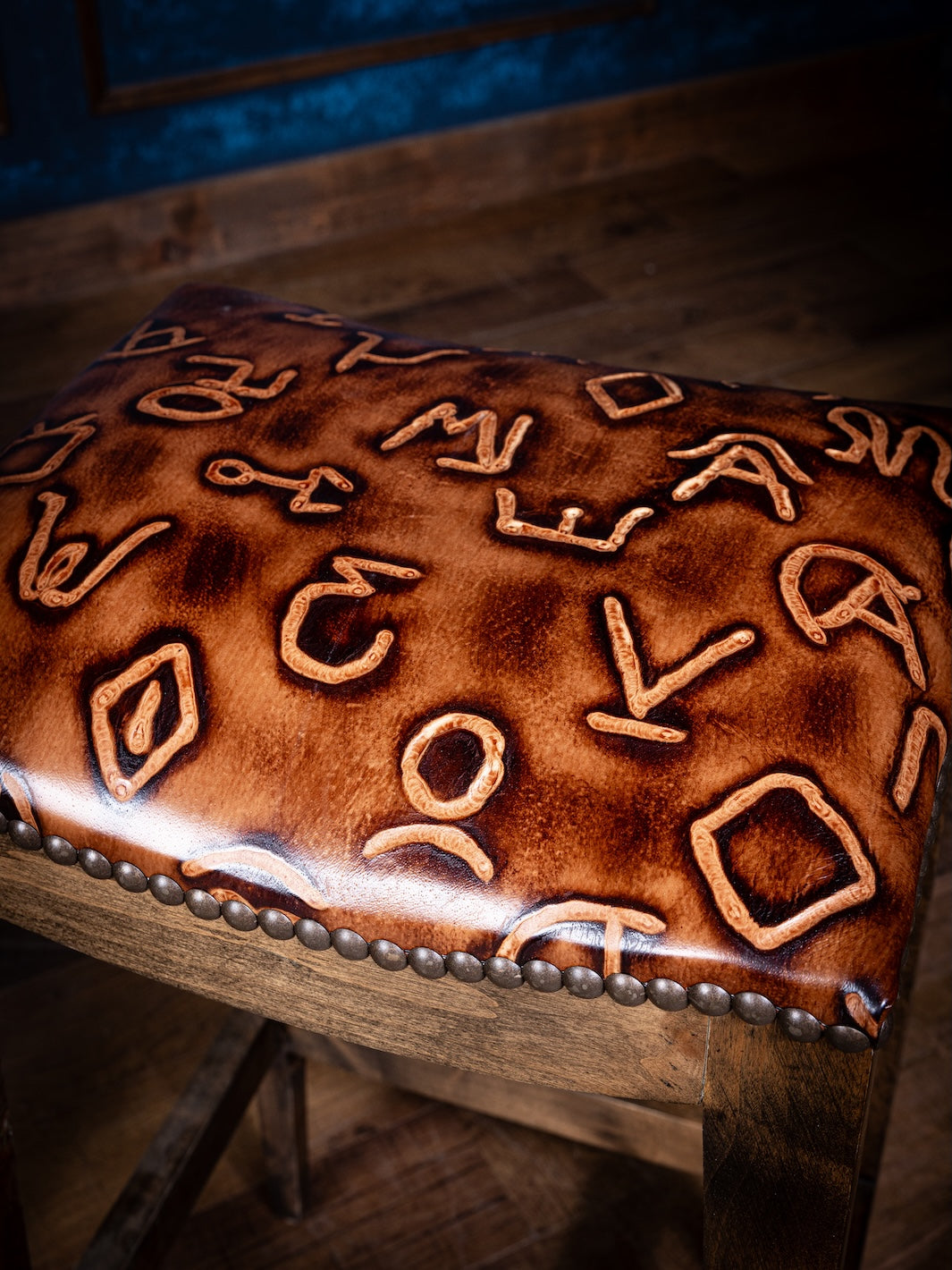 Trail Boss Branded Leather Saddle Stool
