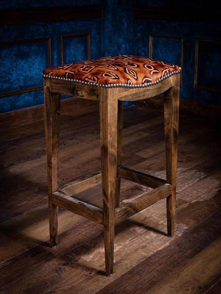 Trail Boss Branded Leather Saddle Stool