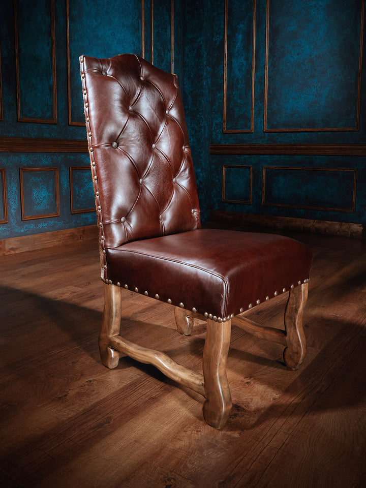 Brindle Cowhide Tufted Leather Side Chair