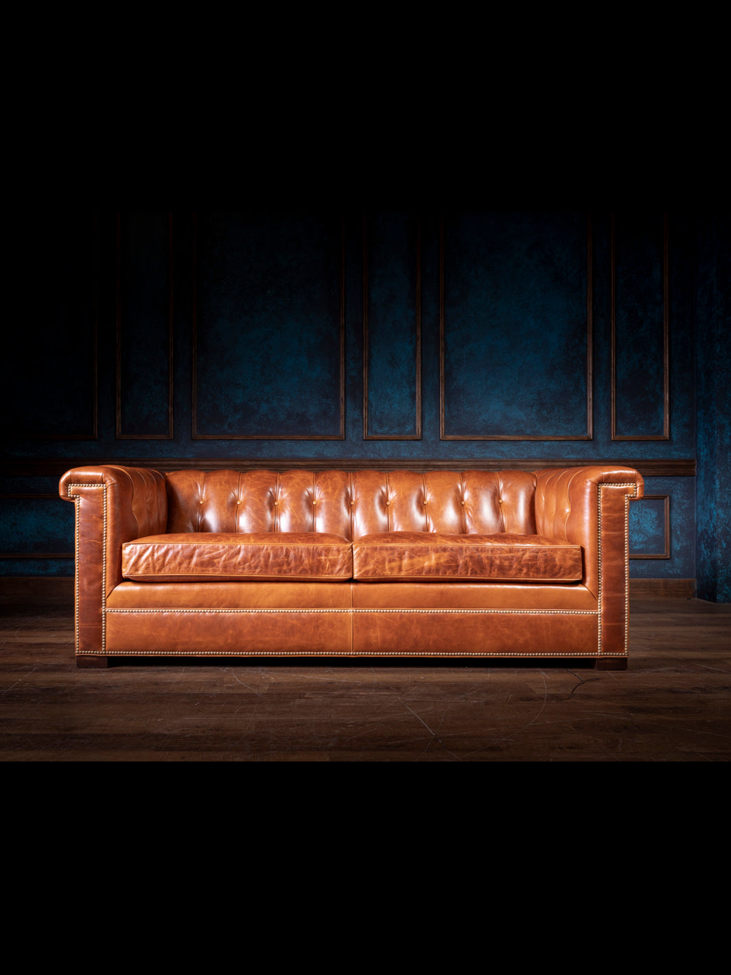 Brown Tufted Saddle Leather Sofa