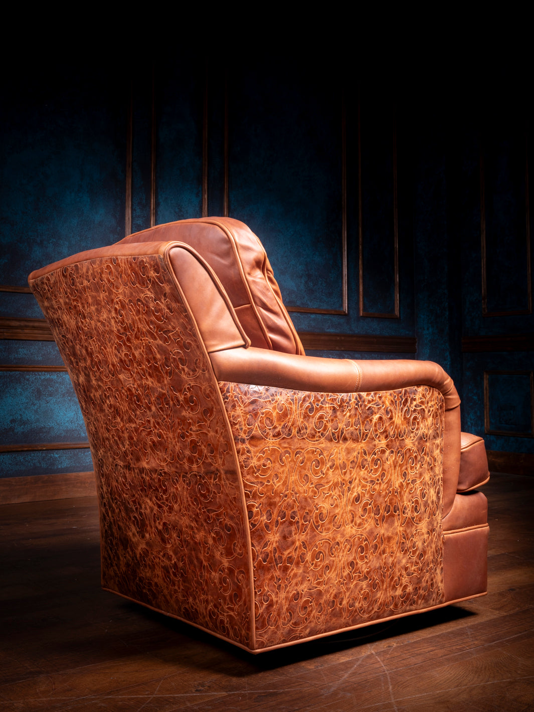 Cowboy Boot Stitch Leather Swivel Chair