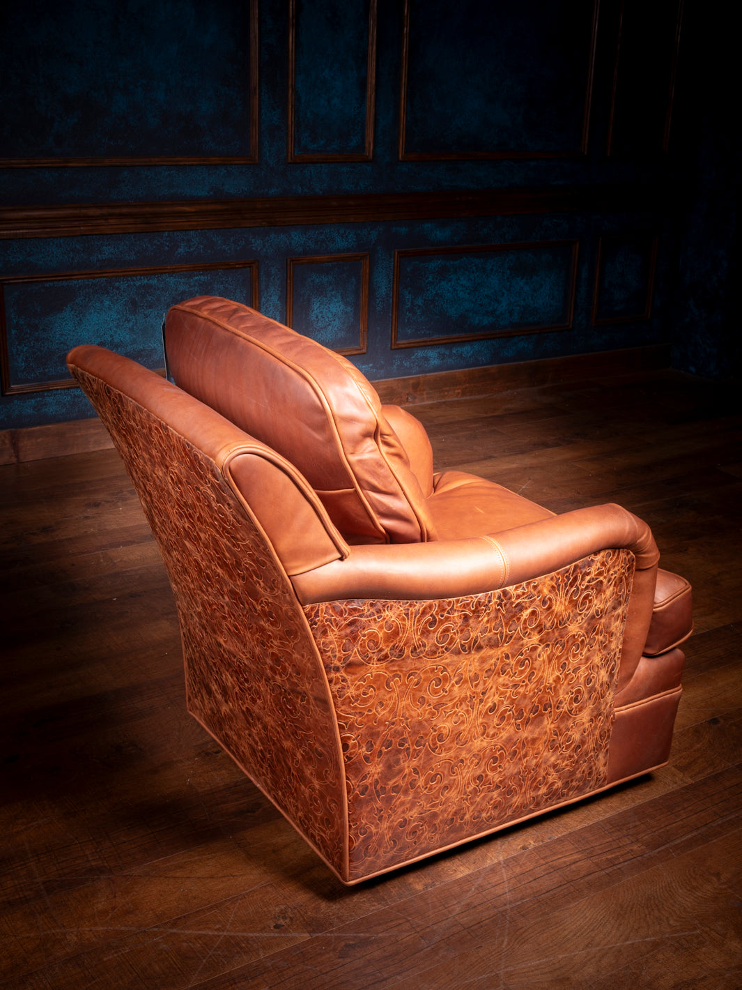 Cowboy Boot Stitch Leather Swivel Chair