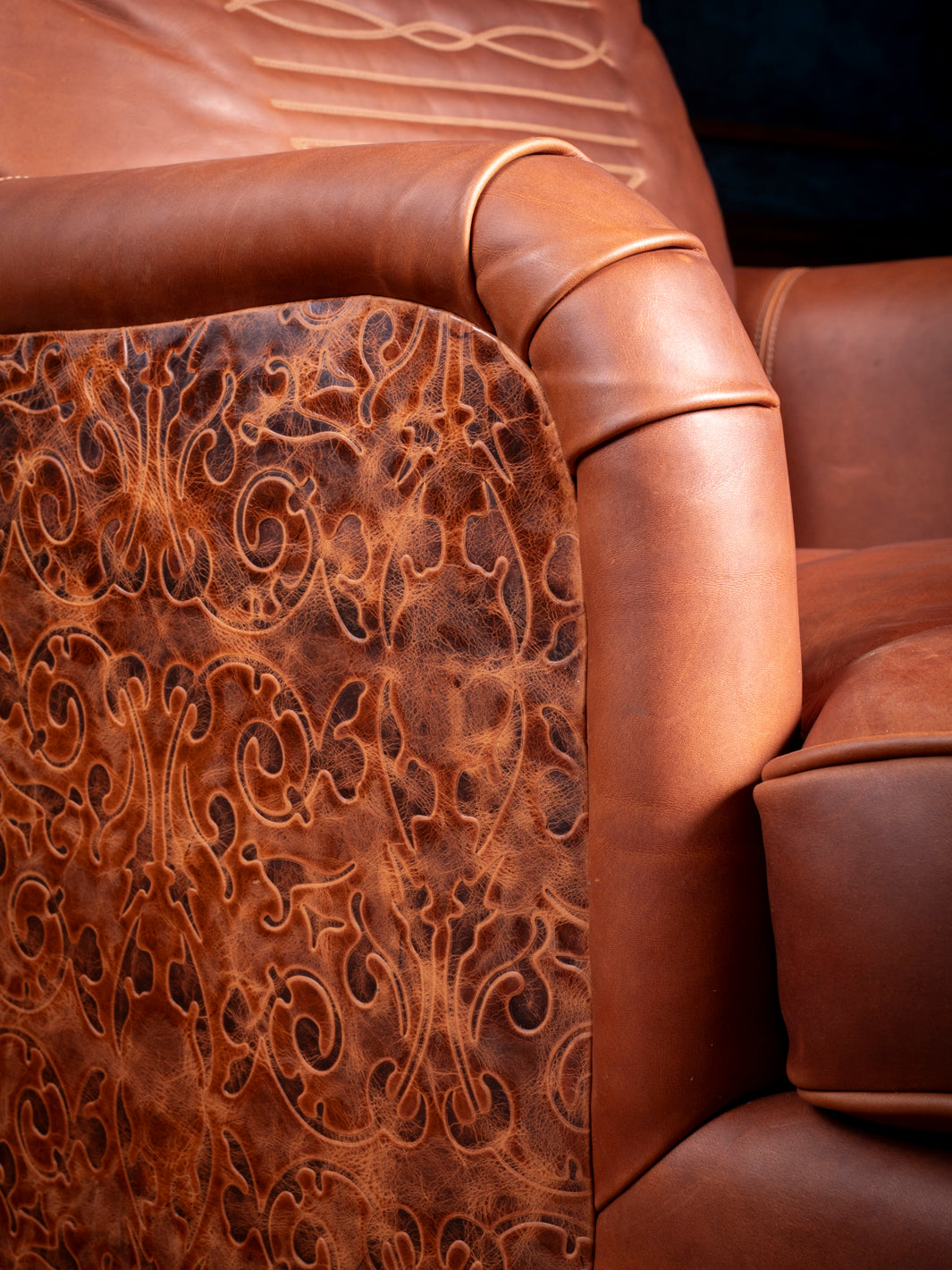 Cowboy Boot Stitch Leather Swivel Chair