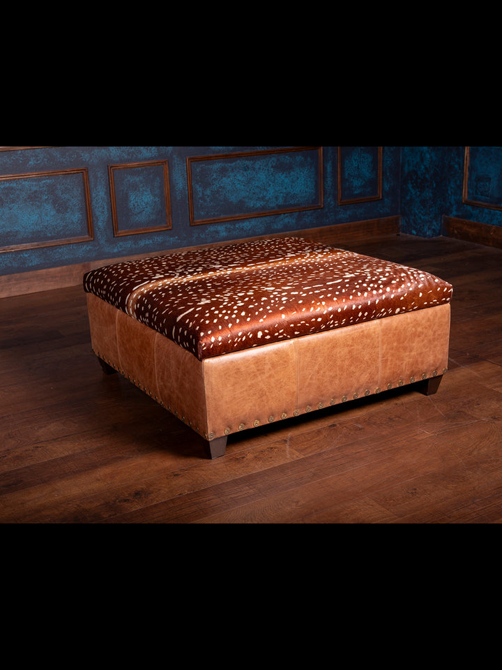 Deep Canyon Square Leather Storage Ottoman