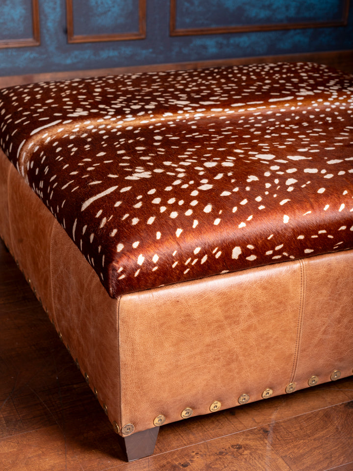 Deep Canyon Square Leather Storage Ottoman