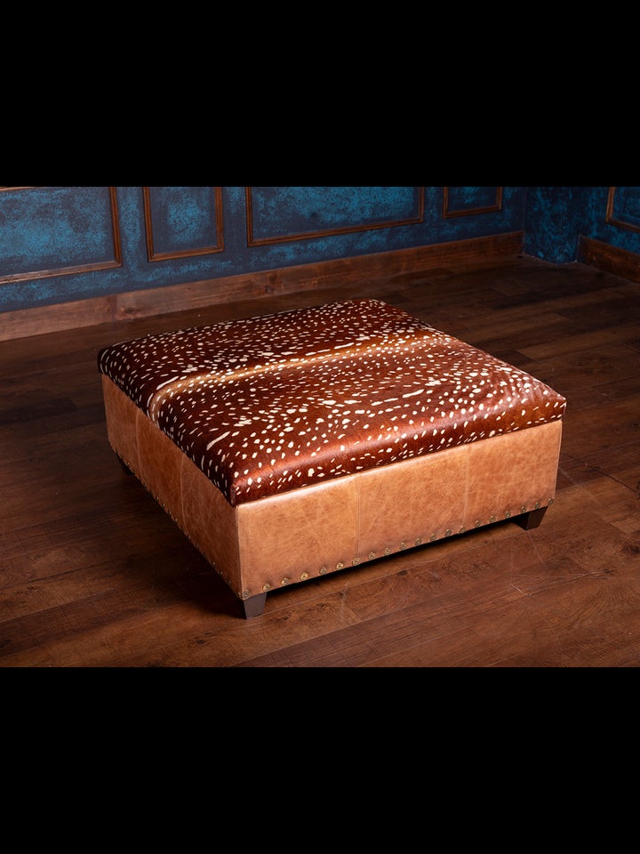 Deep Canyon Square Leather Storage Ottoman