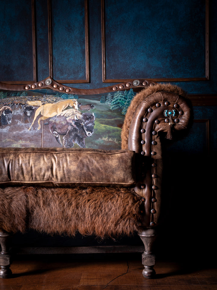 Duncan Phyfe Painted Bison Leather Sofa