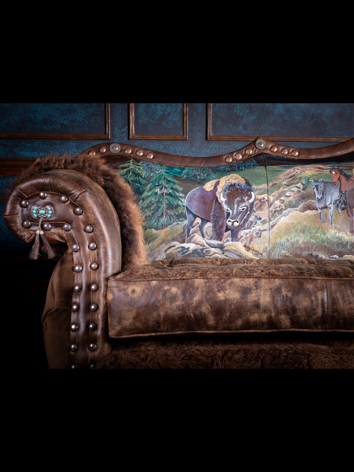 Duncan Phyfe Painted Bison Leather Sofa