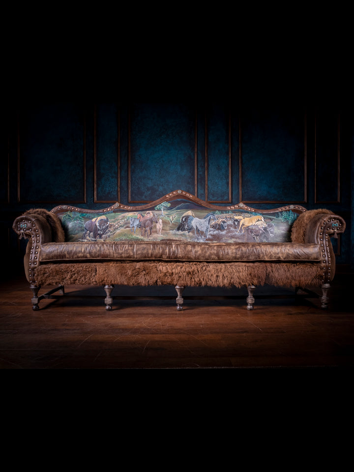 Duncan Phyfe Painted Bison Leather Sofa