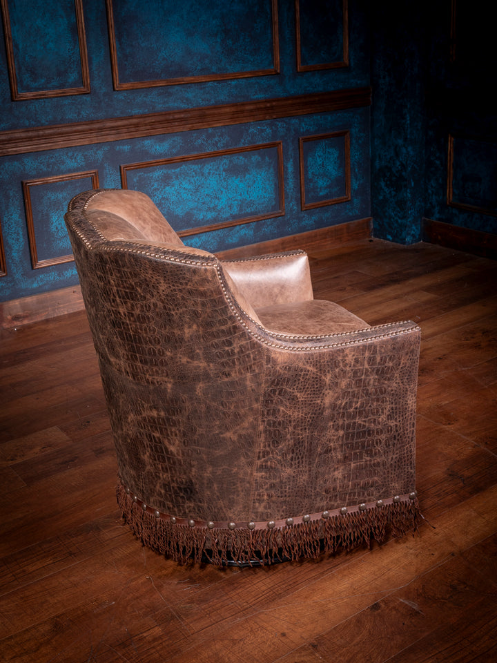 Dundee Truffle Leather Swivel Chair