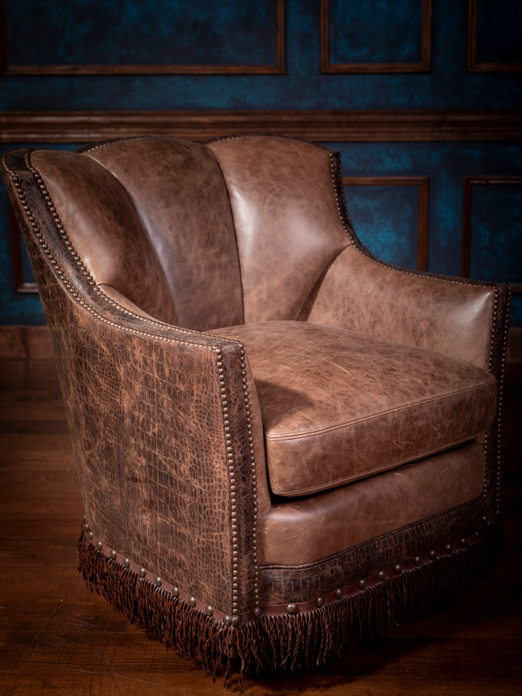 Dundee Truffle Leather Swivel Chair