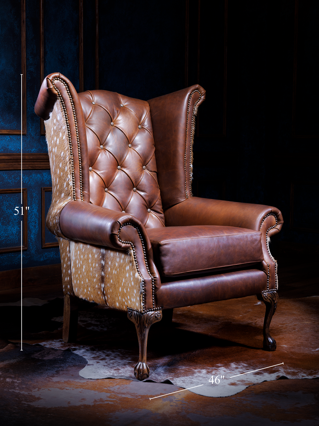 Elegant Axis Leather Accent Chair size guide with overall height and width room planning.