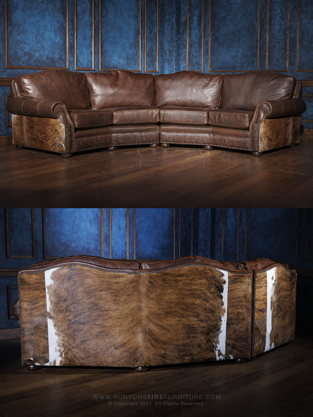 Wild West Brown Leather Sectional Sofa