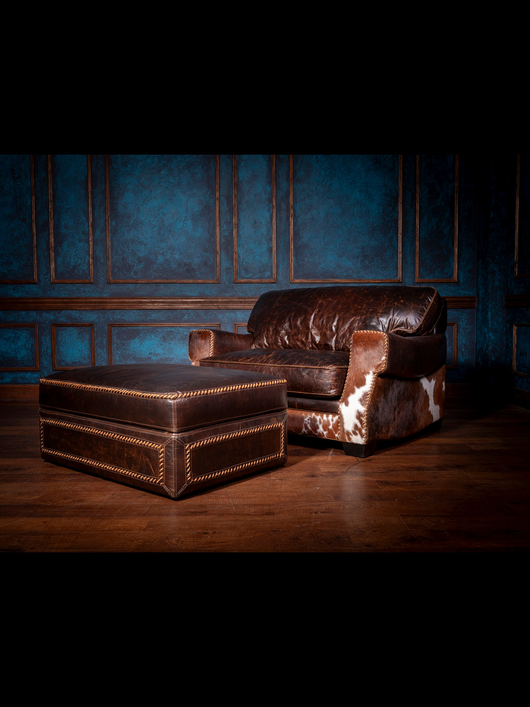 Leather & Cowhide Chair and a Half Custom Western Comfort & Style