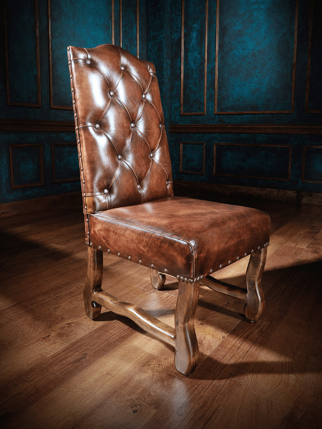Infinity Tufted Leather Side Chair