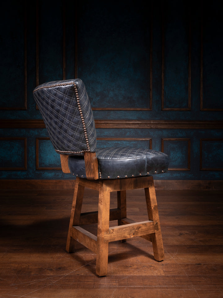 Lavish Navy Leather Bar Stool