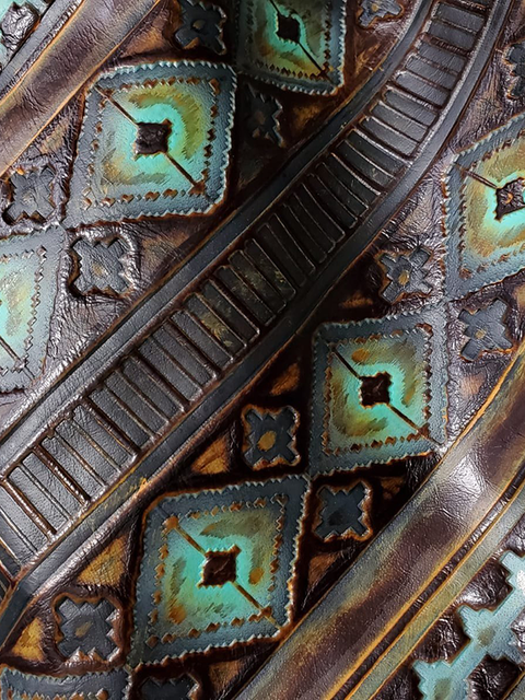 Navajo CHOCOLATE MINT / HAND-PAINTED material sample