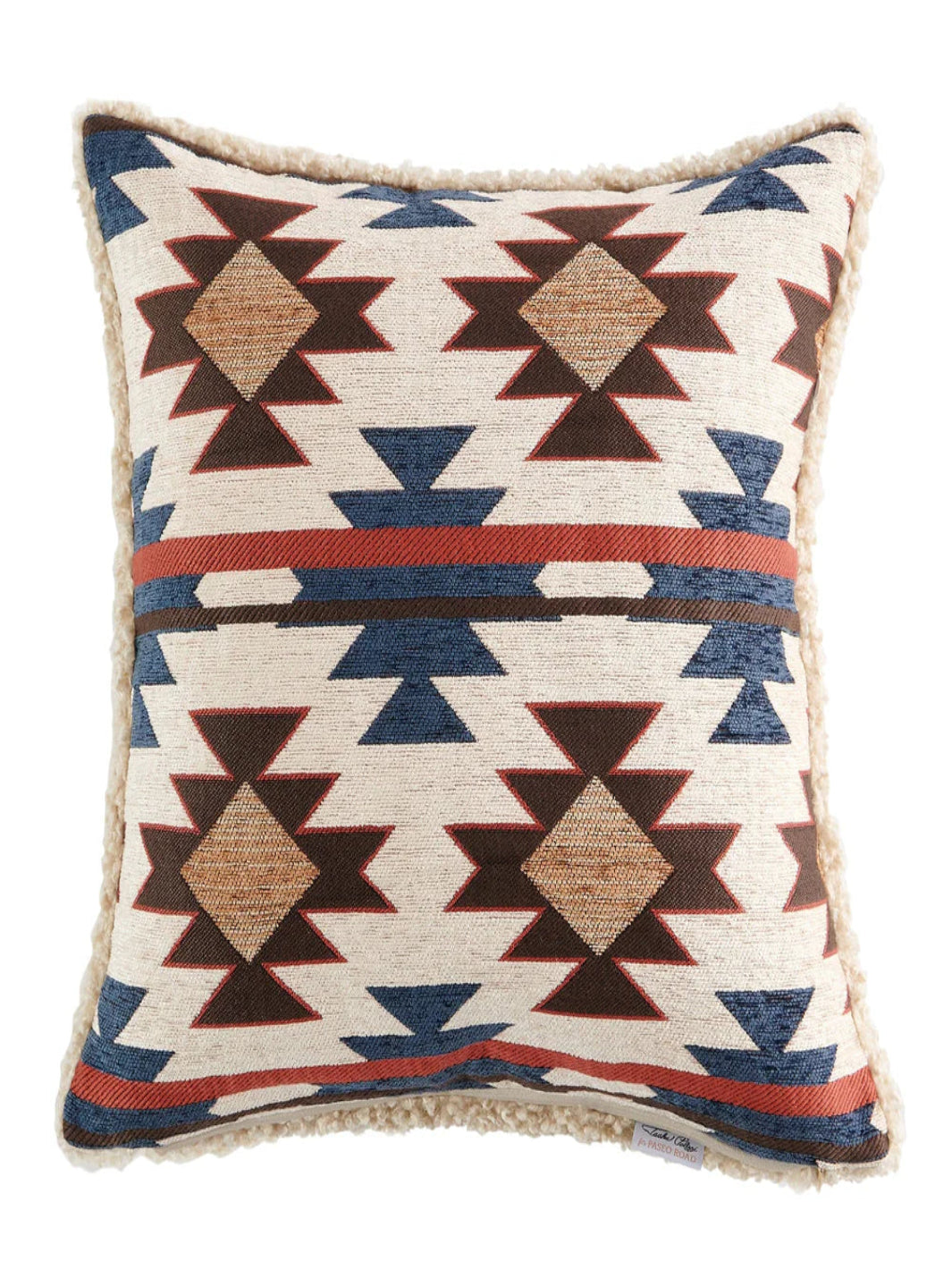Decorative pillow with geometric pattern on a white background