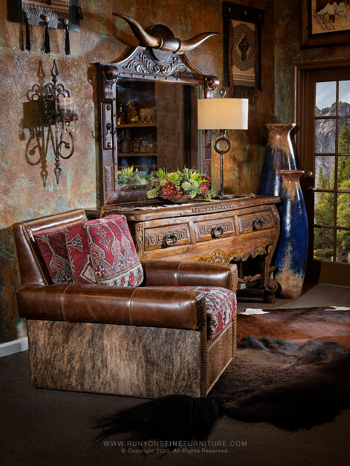 Western Davis Cowhide Swivel Chair