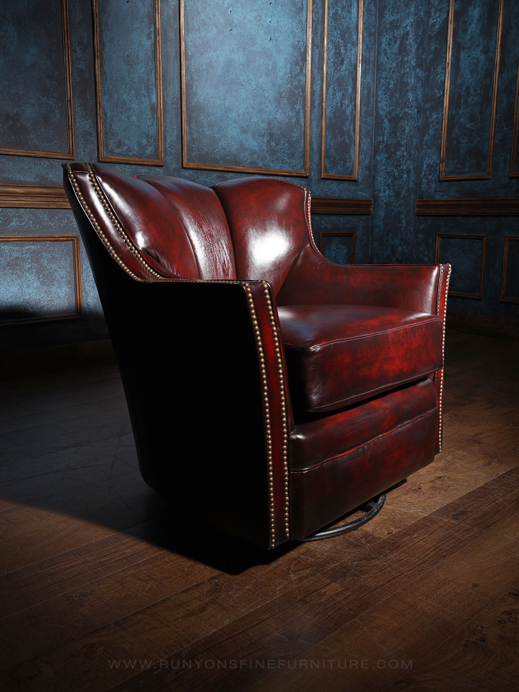 Western Scarlet Leather Swivel Chair