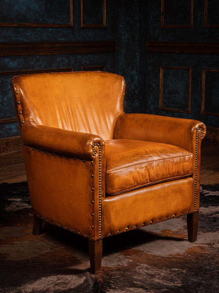 Western Burnished Leather Accent Chair