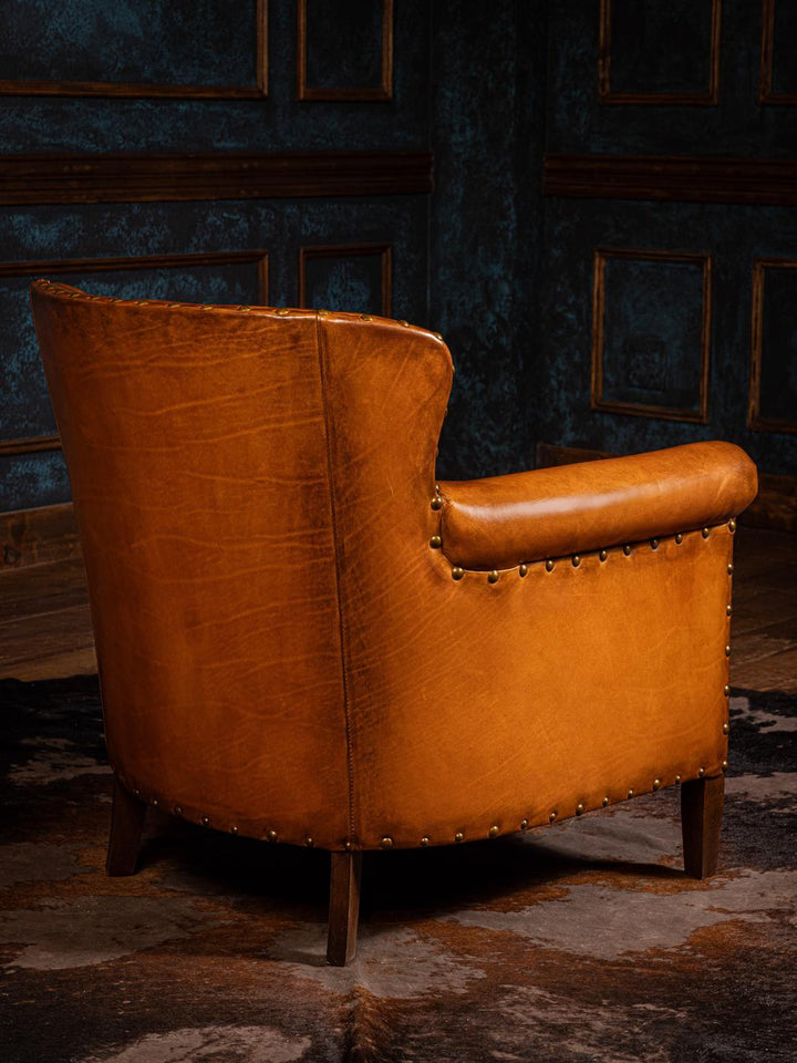 Western Burnished Leather Accent Chair