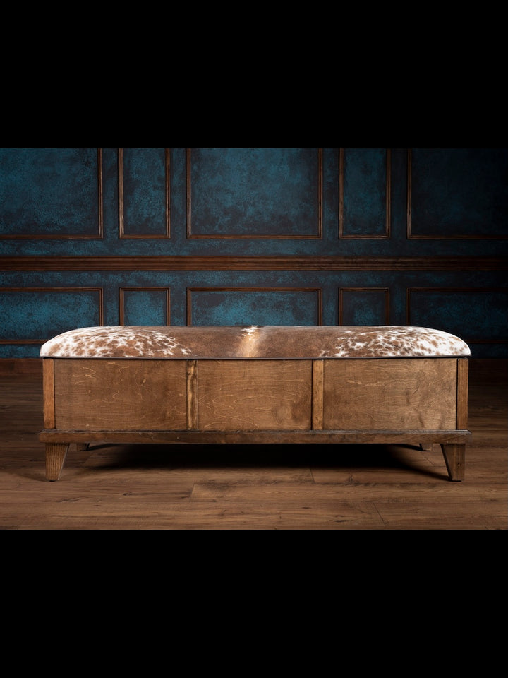 Roan Speckled Cowhide Storage Trunk Bench