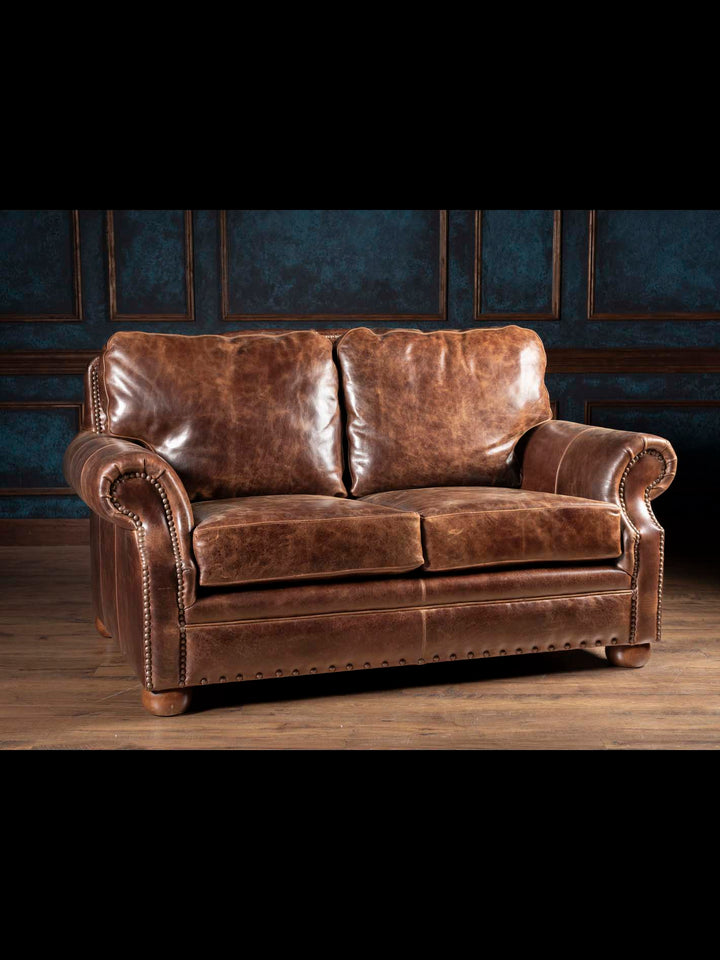 Dark Rum Leather Loveseat