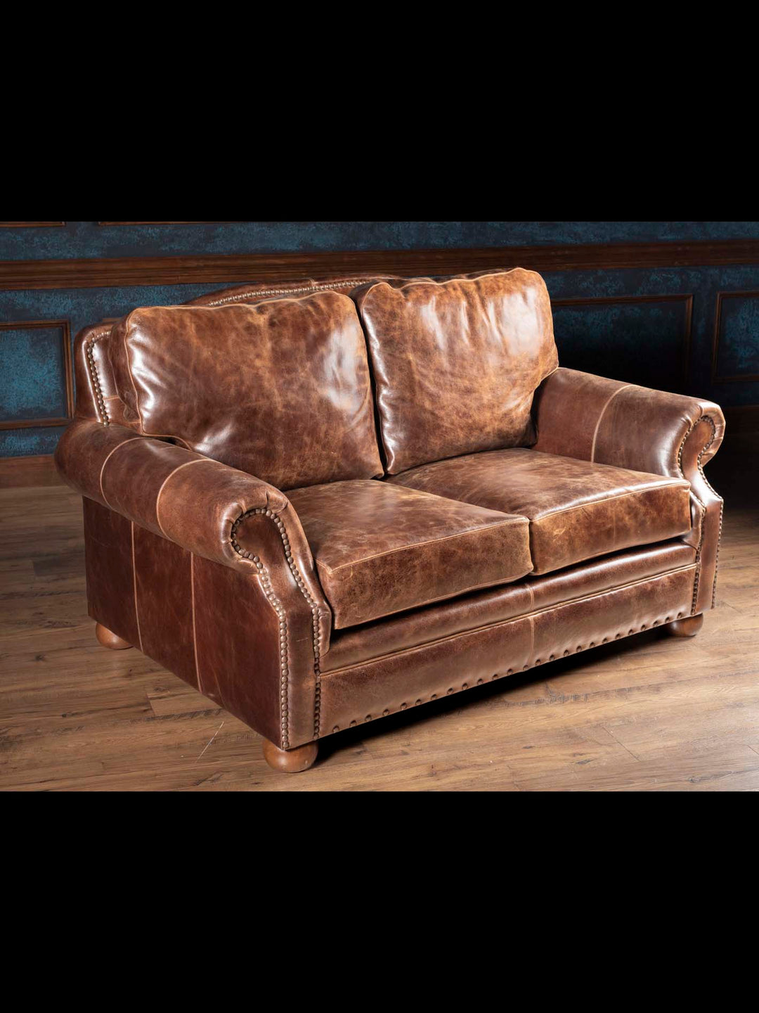 Dark Rum Leather Loveseat