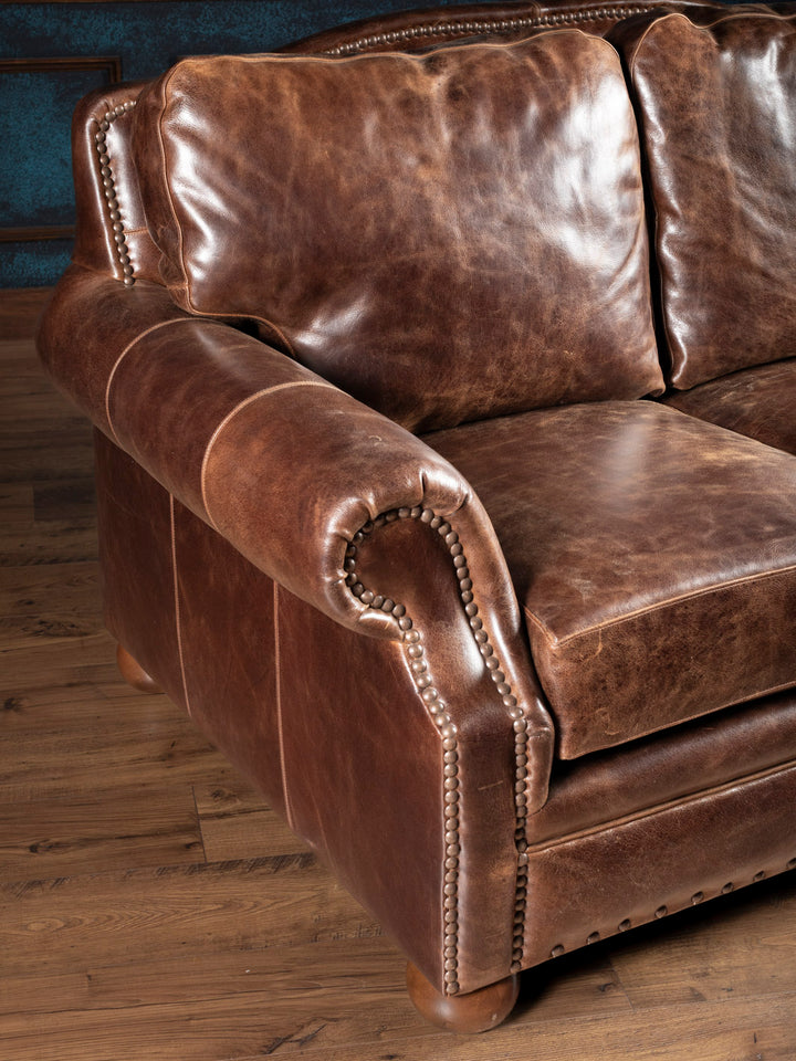 Dark Rum Leather Loveseat
