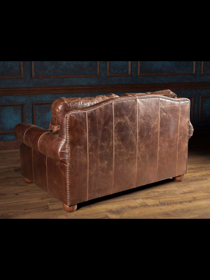 Dark Rum Leather Loveseat