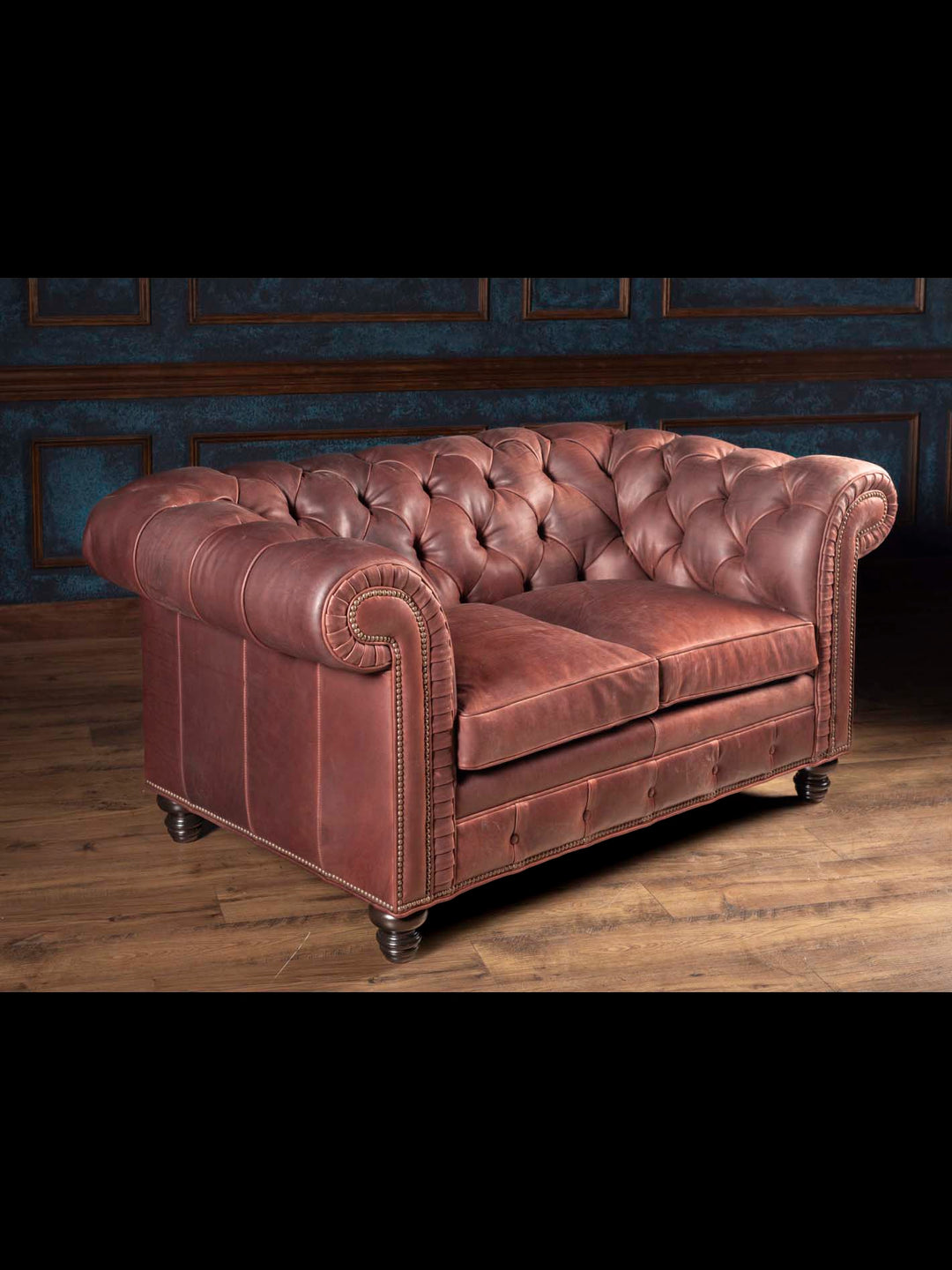 Remington Leather Chesterfield Loveseat