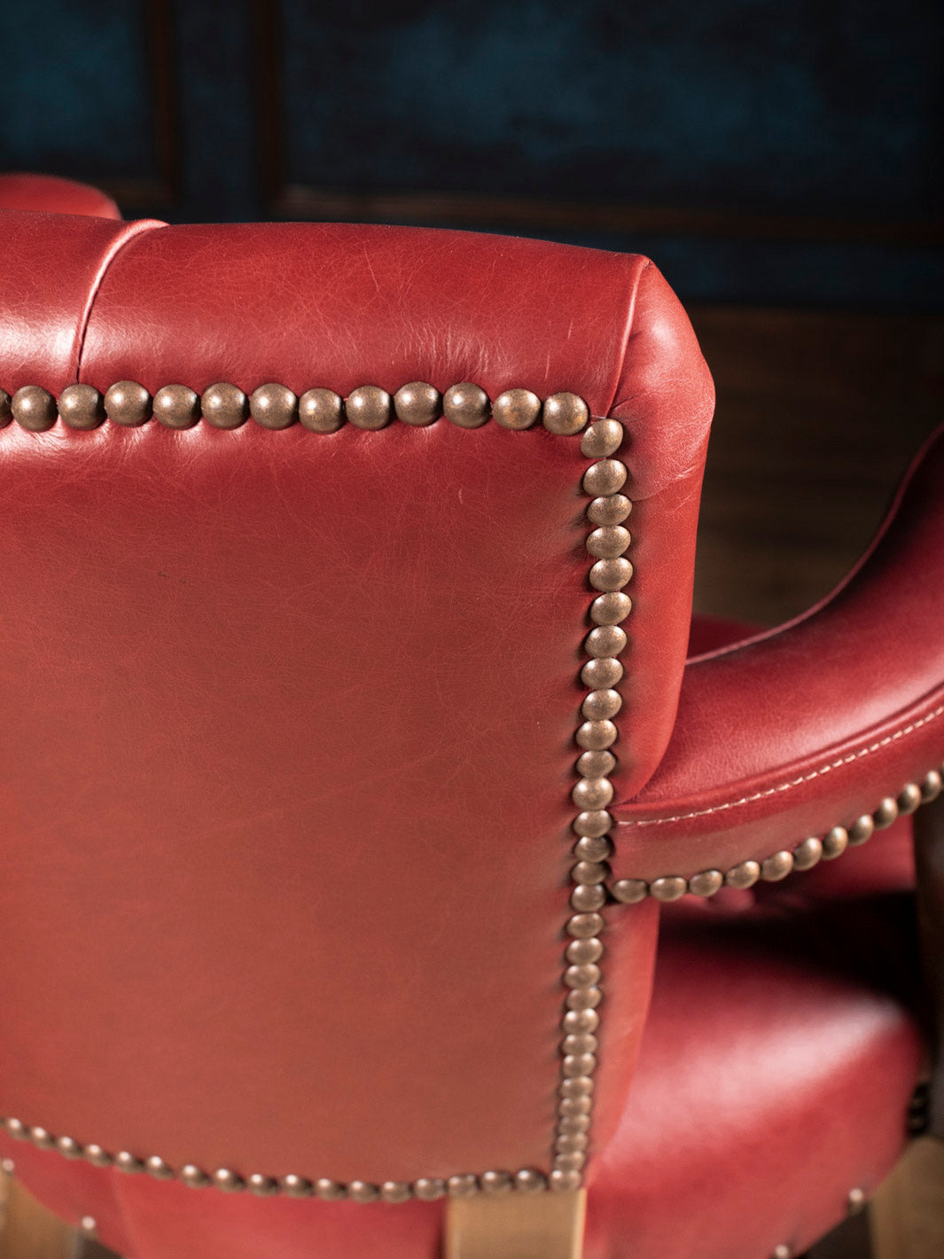 Tufted Crimson Leather Bar Stool