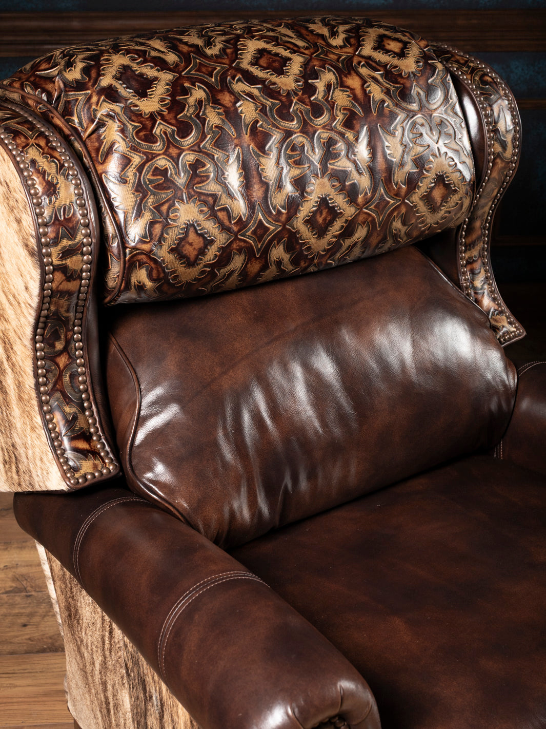 Burnished Brown Leather Bronco Recliner