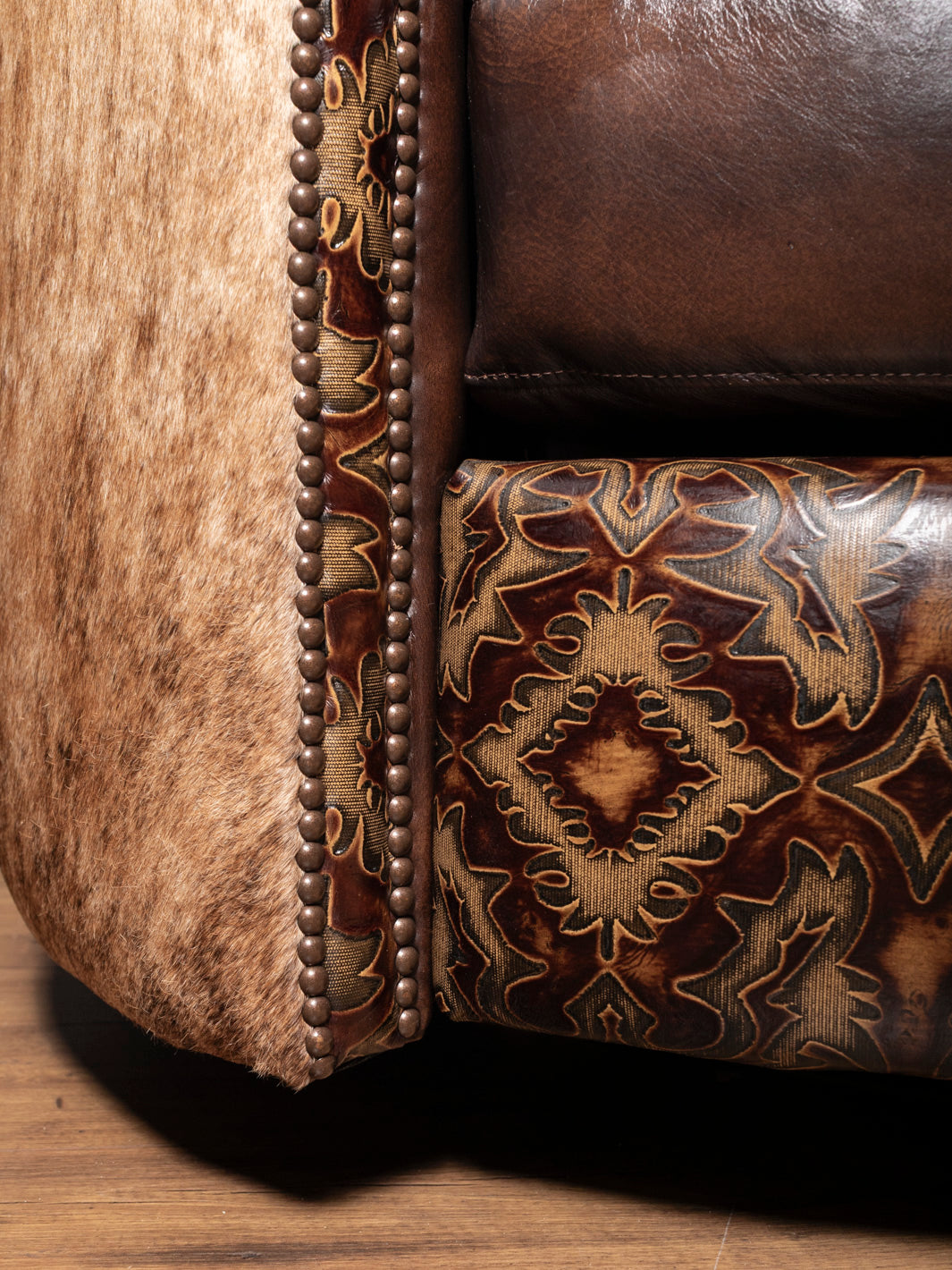 Burnished Brown Leather Snug Swivel Recliner
