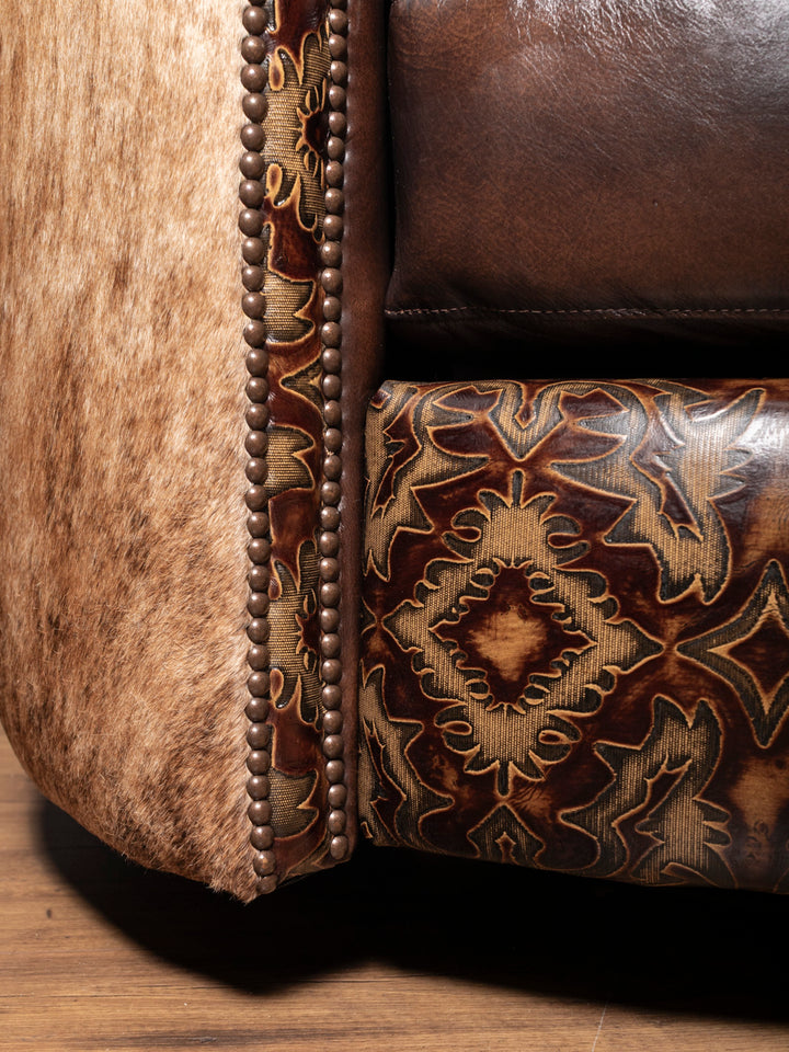 Burnished Brown Leather Snug Swivel Recliner