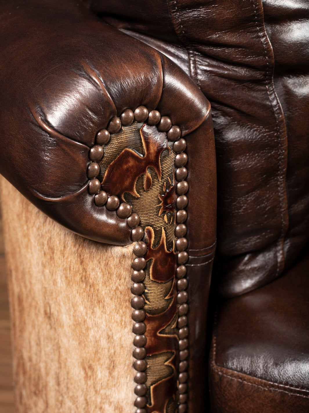Burnished Brown Leather Snug Swivel Recliner