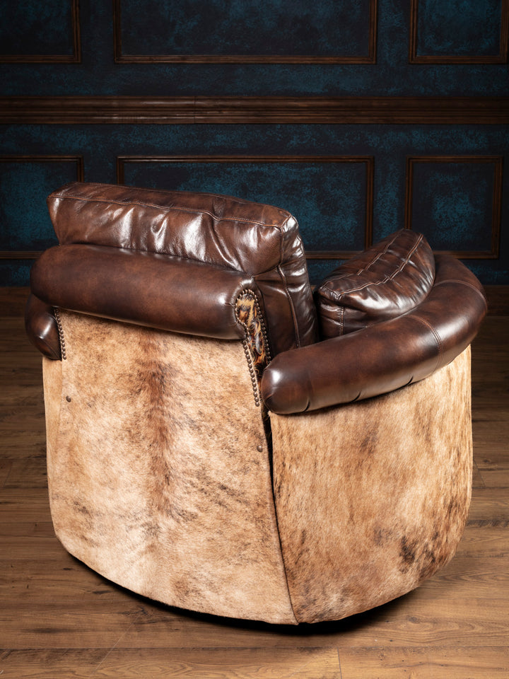 Burnished Brown Leather Snug Swivel Recliner