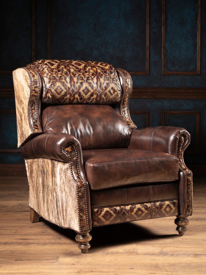 Burnished Brown Leather Bronco Recliner
