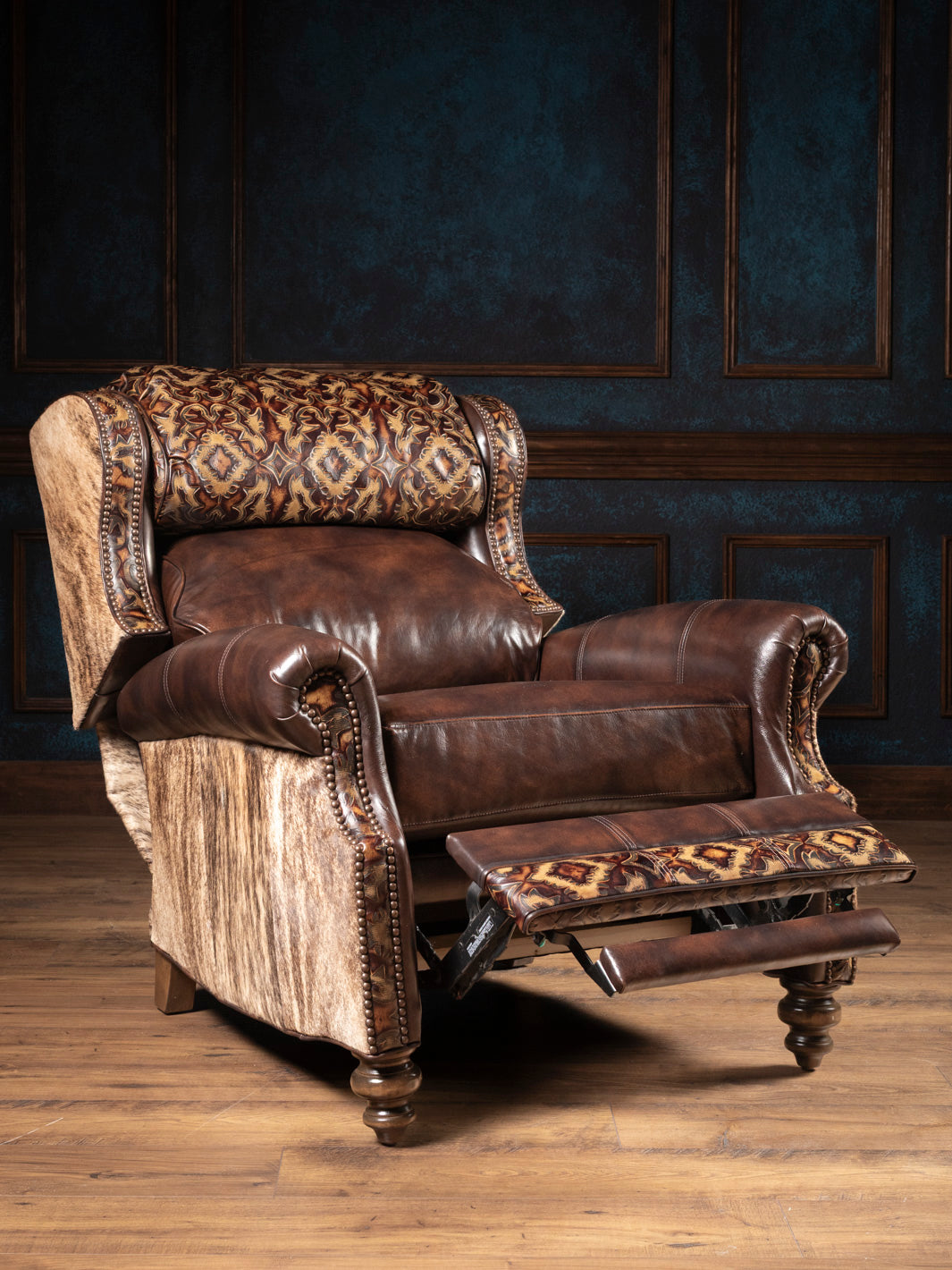 Burnished Brown Leather Bronco Recliner