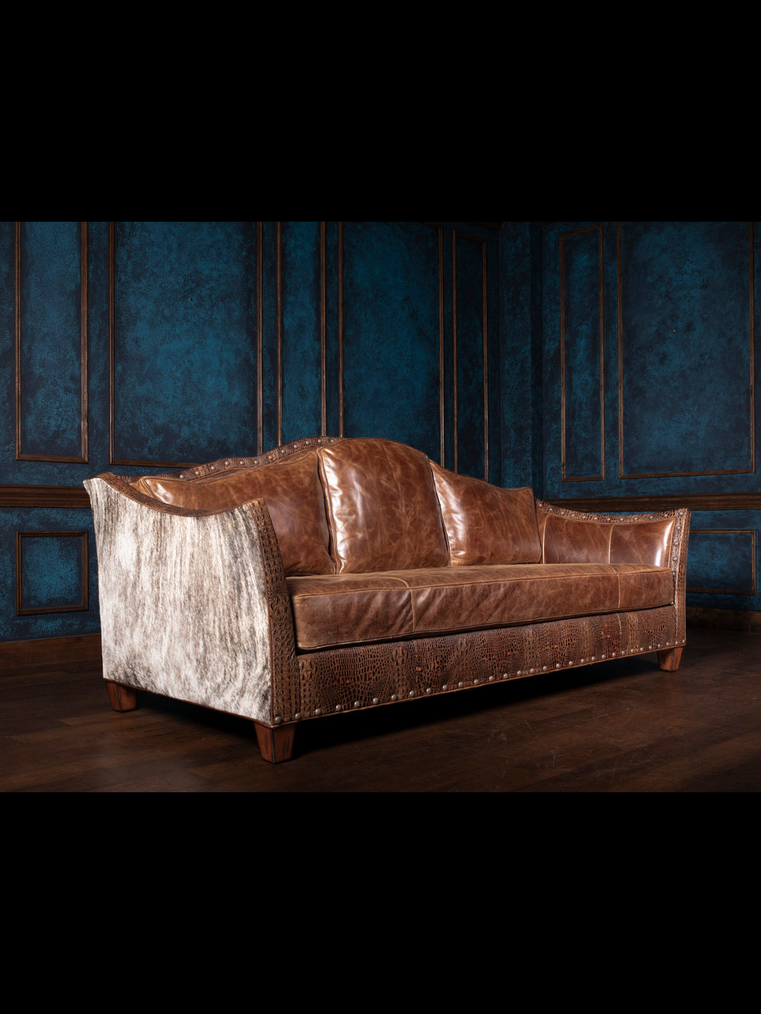 Speckled Leather Bench Sofa