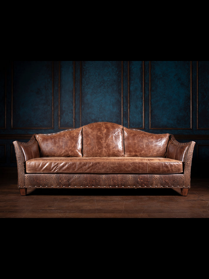 Speckled Leather Bench Sofa