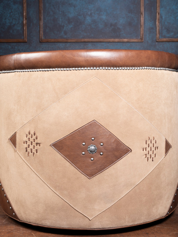 Stud Stitch Leather Swivel Chair