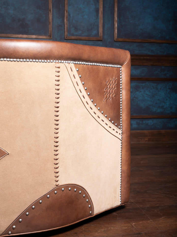 Stud Stitch Leather Swivel Chair