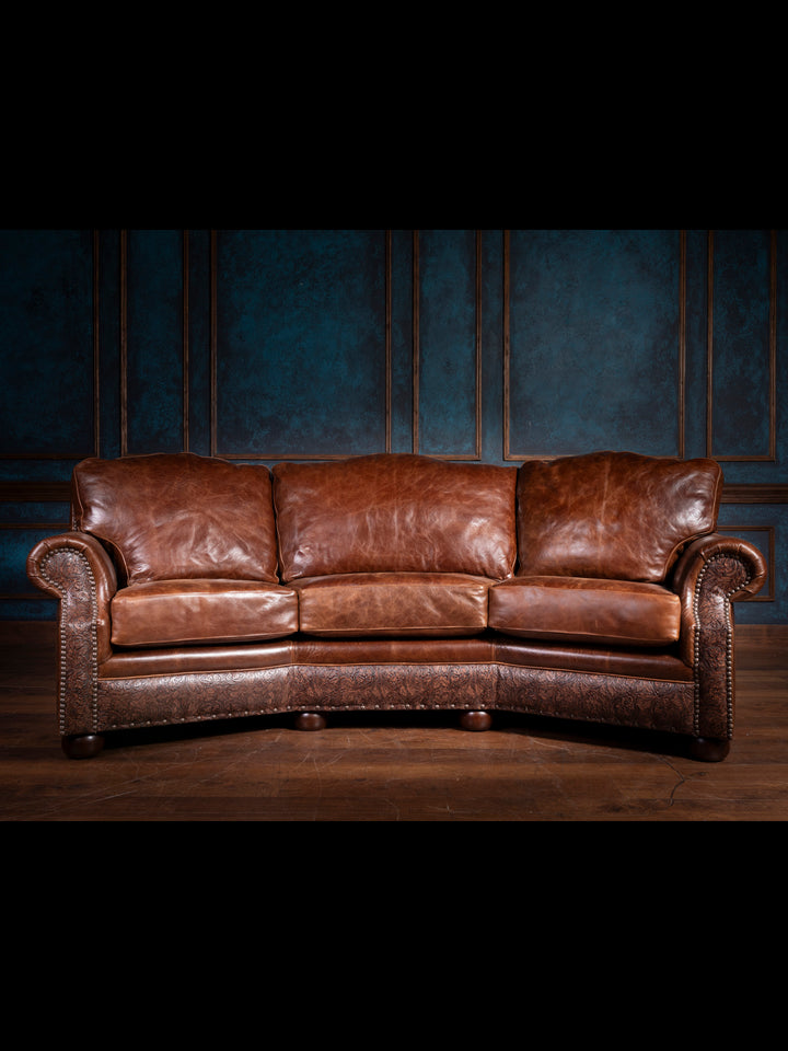 brown leather sofa front 